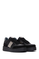 Women's Black Leather Thick Soled Sneaker | Derimod Women's Black Leather Thick Soled Sneaker | Derimod