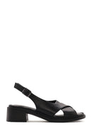 Women's Black Ankle Buckle Low Heel Leather Sandals | Derimod Women's Black Ankle Buckle Low Heel Leather Sandals | Derimod