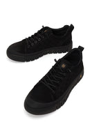 Erkek Siyah Bağcıklı Kalın Tabanlı Nubuk Deri Sneaker | Derimod Erkek Siyah Bağcıklı Kalın Tabanlı Nubuk Deri Sneaker | Derimod