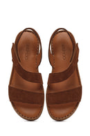 Women's Tan Suede Leather Comfort Sandals | Derimod Women's Tan Suede Leather Comfort Sandals | Derimod