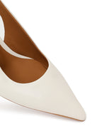 Woman Cream Backless Heeled Leather Shoes | Derimod Woman Cream Backless Heeled Leather Shoes | Derimod