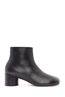 Women's Black Zippered Thick Heeled Leather Boots | Derimod Women's Black Zippered Thick Heeled Leather Boots | Derimod
