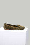 Haki Süet Kadın Deri Loafer | Derimod Haki Süet Kadın Deri Loafer | Derimod