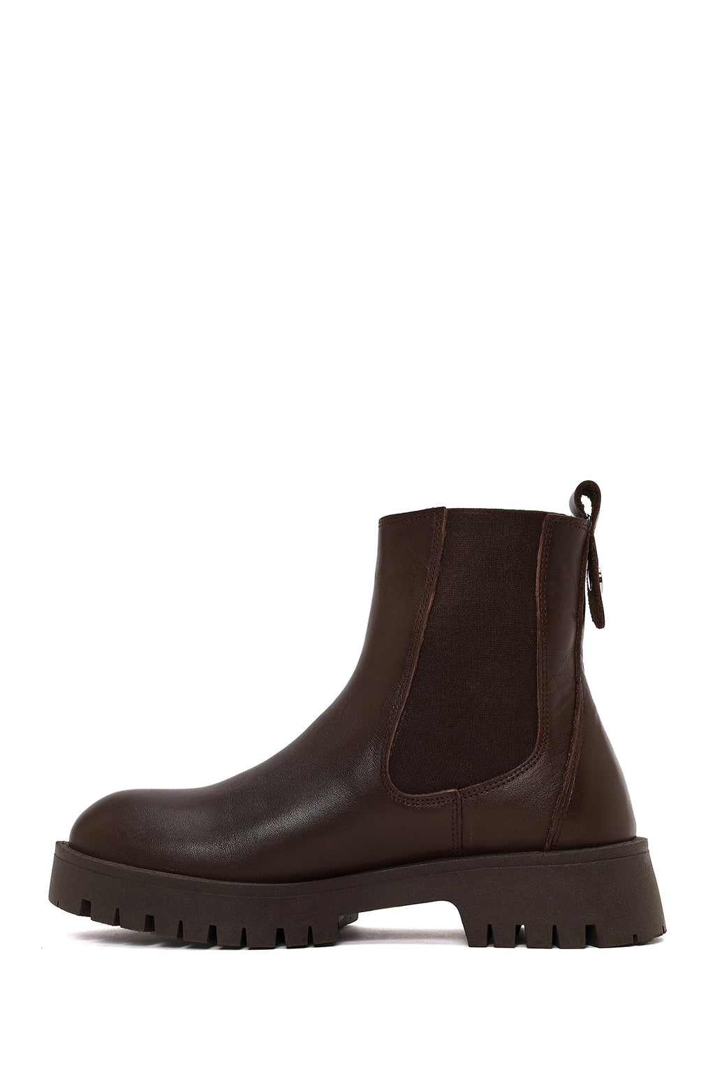 Kadın Kahverengi Kalın Tabanlı Deri Chelsea Bot
