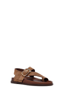 Women's Mink Suede Leather Flip Flop Sandals | Derimod Women's Mink Suede Leather Flip Flop Sandals | Derimod