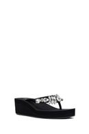 Women's Black Toe Stone Wedge Heel Jelly Slippers | Derimod Women's Black Toe Stone Wedge Heel Jelly Slippers | Derimod