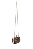 Woman Leopard Print Long Chain Strap Mini Box Evening Bag | Derimod Woman Leopard Print Long Chain Strap Mini Box Evening Bag | Derimod