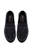 Woman Black Tassel Leather Masculine Loafer | Derimod Woman Black Tassel Leather Masculine Loafer | Derimod