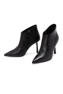 Women's Black Zippered Thin Heeled Leather Boots | Derimod Women's Black Zippered Thin Heeled Leather Boots | Derimod