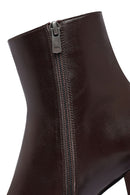 Woman Brown Zippered Chunky Heels Leather Boat | Derimod Woman Brown Zippered Chunky Heels Leather Boat | Derimod