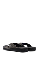 Men's Gray Flip Flop Nubuck Leather Slippers | Derimod Men's Gray Flip Flop Nubuck Leather Slippers | Derimod
