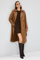 Natalia Women's Brown Leather Trench Coat | Derimod Natalia Women's Brown Leather Trench Coat | Derimod