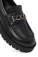 Women's Black Thick-Soled Buckled Leather Masculine Loafer | Derimod Women's Black Thick-Soled Buckled Leather Masculine Loafer | Derimod