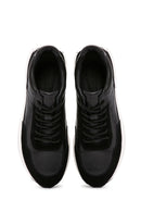 Erkek Siyah Bağcıklı Kalın Tabanlı Deri Casual Sneaker | Derimod Erkek Siyah Bağcıklı Kalın Tabanlı Deri Casual Sneaker | Derimod