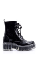Women's Transparent Sole Patent Leather Boots | Derimod Women's Transparent Sole Patent Leather Boots | Derimod
