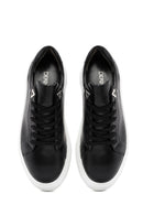 Kadın Siyah Bağcıklı Kalın Tabanlı Deri Sneaker | Derimod Kadın Siyah Bağcıklı Kalın Tabanlı Deri Sneaker | Derimod