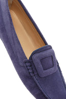 Women's Navy Blue Suede Leather Loafer | Derimod Women's Navy Blue Suede Leather Loafer | Derimod