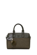 Woman Khaki Long Strap Printed Charm-Detail Shoulder Bag | Derimod Woman Khaki Long Strap Printed Charm-Detail Shoulder Bag | Derimod
