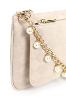 Woman Cream Long Strap Printed Clutch Bag | Derimod Woman Cream Long Strap Printed Clutch Bag | Derimod