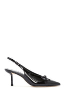 Women's Black Open Back Thin Heel Patent Leather Shoes | Derimod Women's Black Open Back Thin Heel Patent Leather Shoes | Derimod