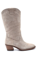 Women's Suede Leather Heeled Boots | Derimod Women's Suede Leather Heeled Boots | Derimod