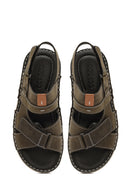 Men's Khaki Leather Sandals | Derimod Men's Khaki Leather Sandals | Derimod
