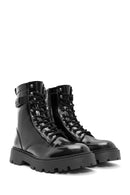 Men's Black Zippered Leather Combat Boots | Derimod Men's Black Zippered Leather Combat Boots | Derimod