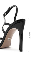 Women's Black Ankle Buckle High Thin Heel Patent Leather Sandals | Derimod Women's Black Ankle Buckle High Thin Heel Patent Leather Sandals | Derimod
