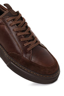 Erkek Kahverengi Bağcıklı Kalın Tabanlı Deri Sneaker | Derimod Erkek Kahverengi Bağcıklı Kalın Tabanlı Deri Sneaker | Derimod