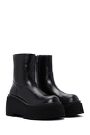 Women's Black Thick Soled Zippered Leather Boots | Derimod Women's Black Thick Soled Zippered Leather Boots | Derimod