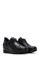 Women's Black Leather Wedge Heeled Comfort Shoes | Derimod Women's Black Leather Wedge Heeled Comfort Shoes | Derimod