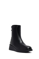 Woman Black Zippered Wedge Heeled Boots | Derimod Woman Black Zippered Wedge Heeled Boots | Derimod