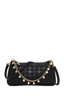 Woman Black Long-Strap Printed Clutch Bag | Derimod Woman Black Long-Strap Printed Clutch Bag | Derimod