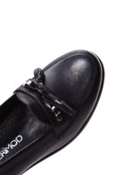Women's Black Leather Wedge Heeled Loafer | Derimod Women's Black Leather Wedge Heeled Loafer | Derimod