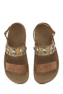 Women's Brown Thick Soled Stoned Sandals | Derimod Women's Brown Thick Soled Stoned Sandals | Derimod