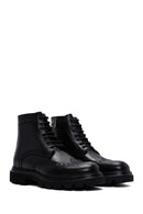 Men's Black Leather Zippered Boots | Derimod Men's Black Leather Zippered Boots | Derimod