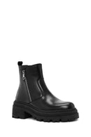 Women's Black Zippered Leather Boots | Derimod Women's Black Zippered Leather Boots | Derimod