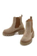 Women's Beige Thick Soled Casual Chelsea Suede Leather Boots | Derimod Women's Beige Thick Soled Casual Chelsea Suede Leather Boots | Derimod
