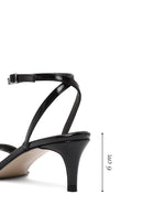 Women's Black Ankle Buckle Low Thin Heel Patent Leather Sandals | Derimod Women's Black Ankle Buckle Low Thin Heel Patent Leather Sandals | Derimod