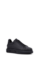 Men's Black Lace-Up Thick Sole Leather Sneakers | Derimod Men's Black Lace-Up Thick Sole Leather Sneakers | Derimod