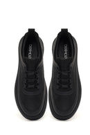 Erkek Siyah Bağcıklı Kalın Tabanlı Deri Sneaker | Derimod Erkek Siyah Bağcıklı Kalın Tabanlı Deri Sneaker | Derimod