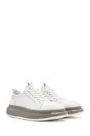 Men's White Thick Sole Lace Up Leather Sneaker | Derimod Men's White Thick Sole Lace Up Leather Sneaker | Derimod