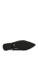 Women's Black Braided Open Back Ballerinas | Derimod Women's Black Braided Open Back Ballerinas | Derimod