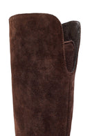 Woman Brown Zippered Low Heel Suede Leather Boot | Derimod Woman Brown Zippered Low Heel Suede Leather Boot | Derimod