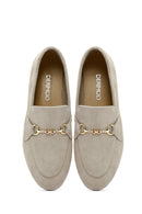 Women's Beige Suede Leather Masculine Loafer | Derimod Women's Beige Suede Leather Masculine Loafer | Derimod