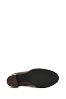 Women's Brown Zippered Thick Heel Leather Boots | Derimod Women's Brown Zippered Thick Heel Leather Boots | Derimod