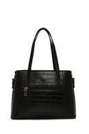 Women's Black Long Strap Crocodile Handbag | Derimod Women's Black Long Strap Crocodile Handbag | Derimod