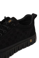 Erkek Siyah Bağcıklı Kalın Tabanlı Nubuk Deri Sneaker | Derimod Erkek Siyah Bağcıklı Kalın Tabanlı Nubuk Deri Sneaker | Derimod