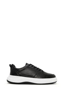 Erkek Siyah Bağcıklı Deri Sneaker | Derimod Erkek Siyah Bağcıklı Deri Sneaker | Derimod