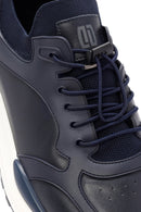 Erkek Lacivert Bağcıklı Deri Sneaker | Derimod Erkek Lacivert Bağcıklı Deri Sneaker | Derimod